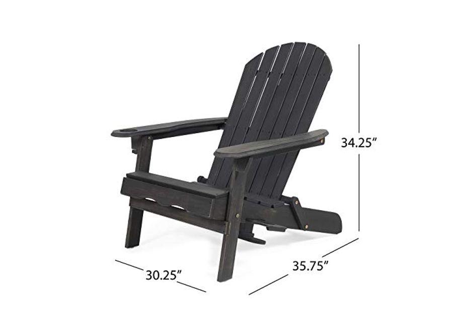 Christopher Knight Home Christine Outdoor Acacia Wood Folding Adirondack Chair, Dark Gray