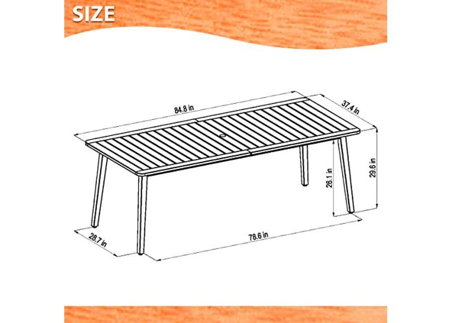 Amazonia San Marino 7-Piece Outdoor Rectangular Dining Table Set | Eucalyptus Wood | Ideal for Patio and Indoors