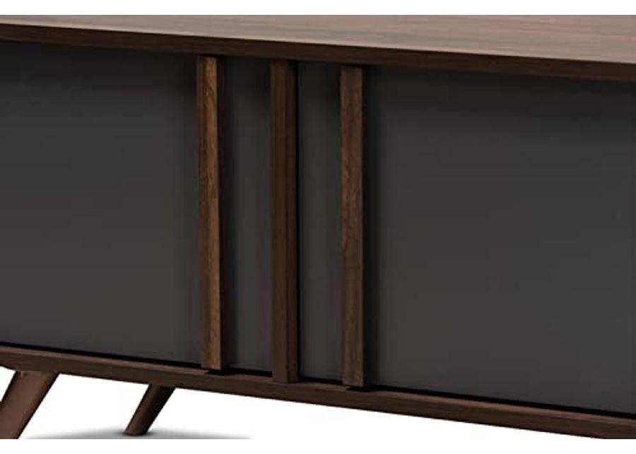 Baxton Studio Naoki Modern and Contemporary Two-Tone Grey and Walnut Finished Wood 2-Door TV Stand