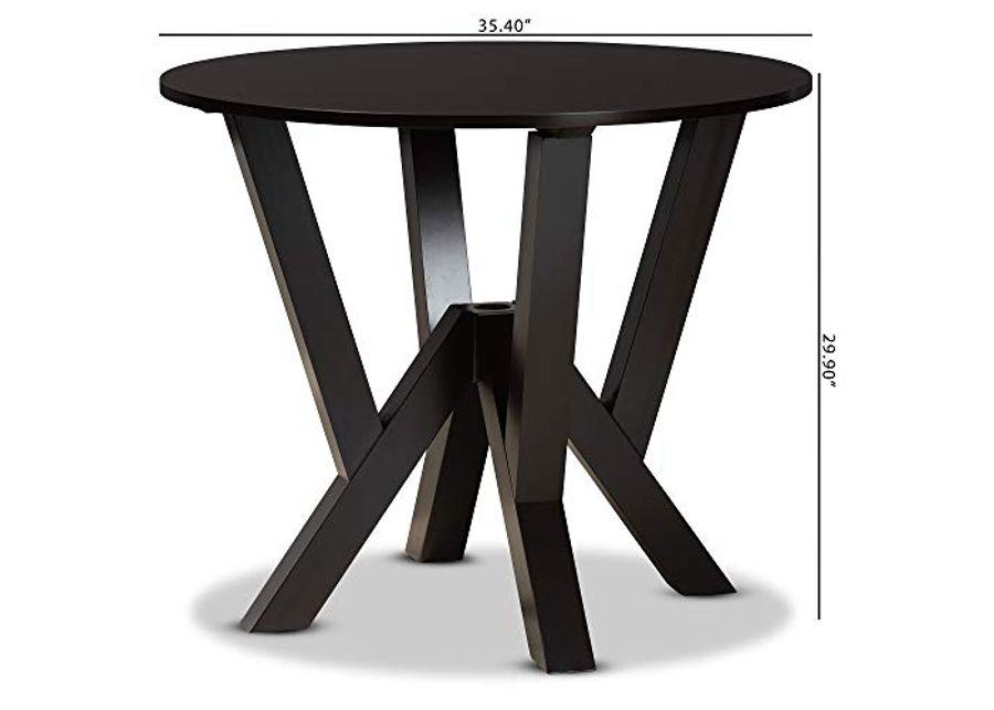 Baxton Studio Irene Modern and Contemporary Dark Brown Finished 35-Inch-Wide Round Wood Dining Table