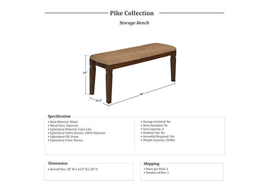 Lexicon Pike 48-Inch Dining Bench, Espresso