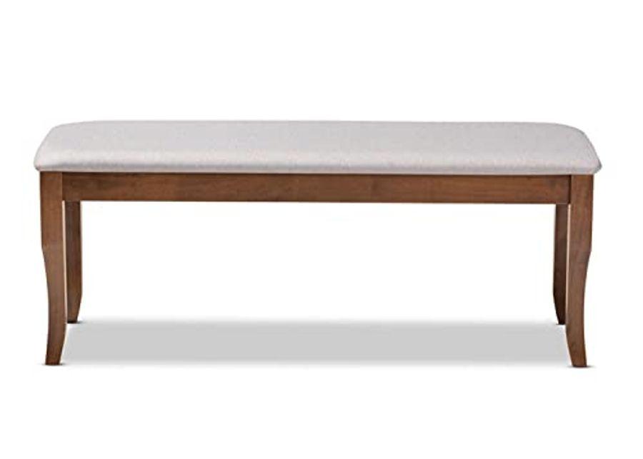 Baxton Studio Cornelie Modern and Contemporary Transitional Grey Fabric Upholstered and Walnut Brown Finished Wood Dining Bench