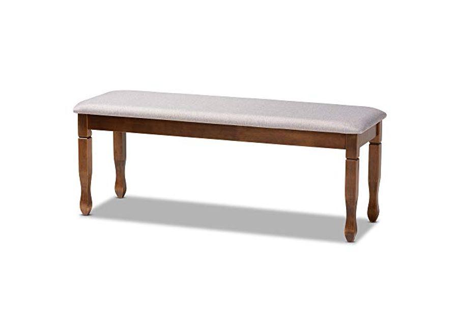 Baxton Studio Corey Modern and Contemporary Grey Fabric Upholstered and Walnut Brown Finished Wood Dining Bench