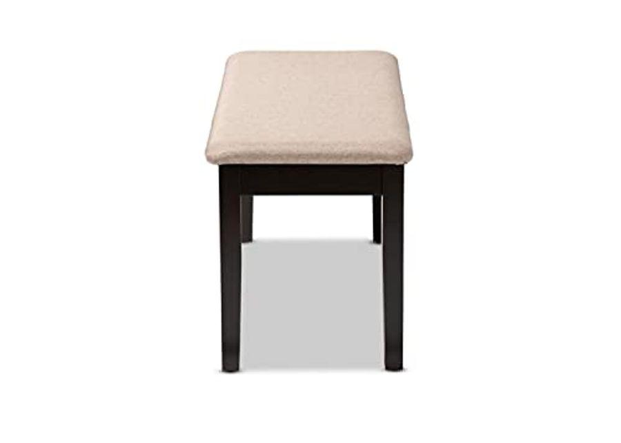 Baxton Studio Teresa Modern and Contemporary Transitional Sand Fabric Upholstered and Dark Brown Finished Wood Dining Bench