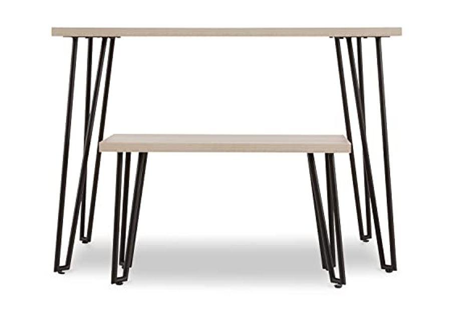 Signature Design by Ashley Blariden Mid-Century Modern Desk & Bench with Durable Melamine Top, Brown & Black