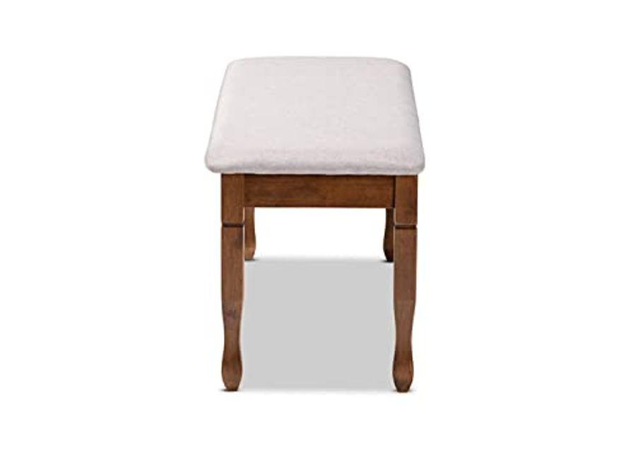 Baxton Studio Grey Upholstered and Walnut Brown Finished Wood Dining Bench