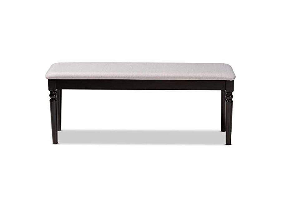 Baxton Studio Giovanni Modern and Contemporary Grey Fabric Upholstered and Dark Brown Finished Wood Dining Bench