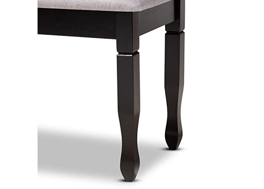 Baxton Studio Grey Upholstered and Brown Finished Wood Dining Bench