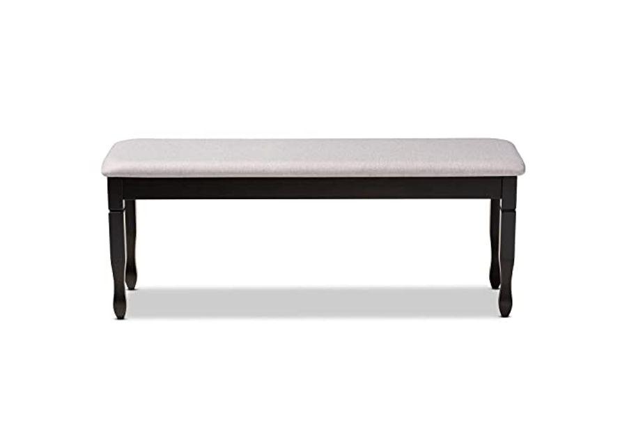 Baxton Studio Grey Upholstered and Brown Finished Wood Dining Bench