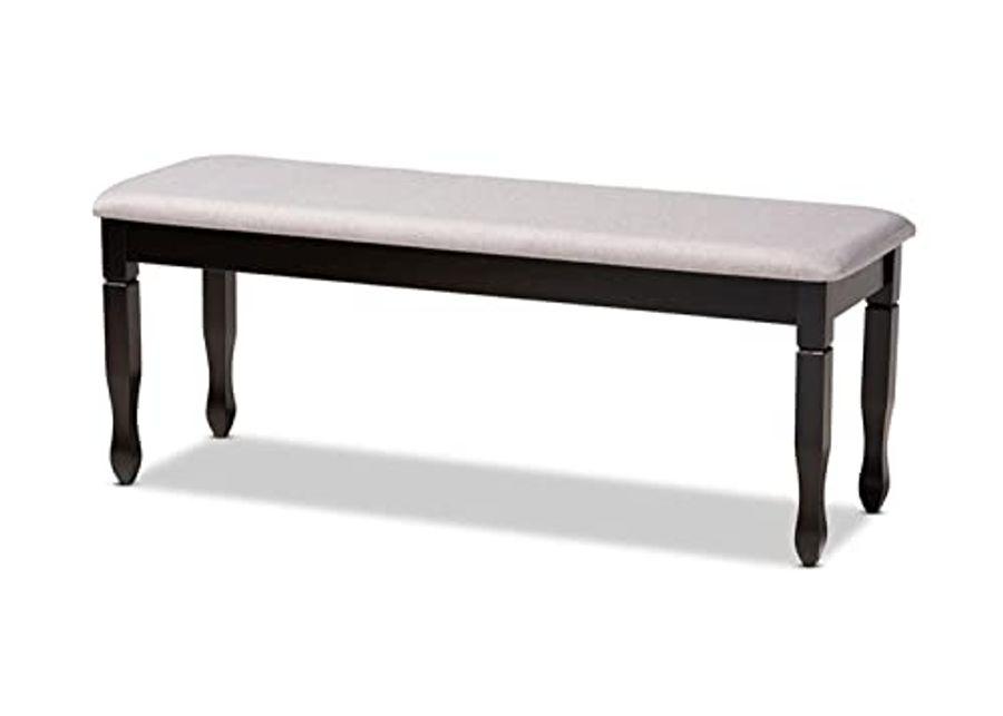 Baxton Studio Grey Upholstered and Brown Finished Wood Dining Bench
