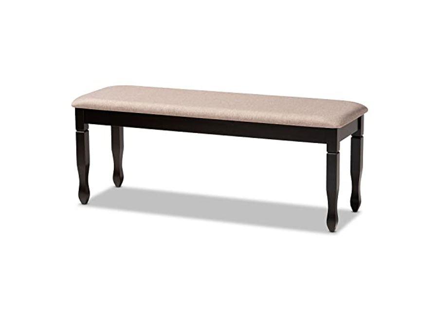 Baxton Studio Corey Modern and Contemporary Sand Fabric Upholstered and Dark Brown Finished Wood Dining Bench