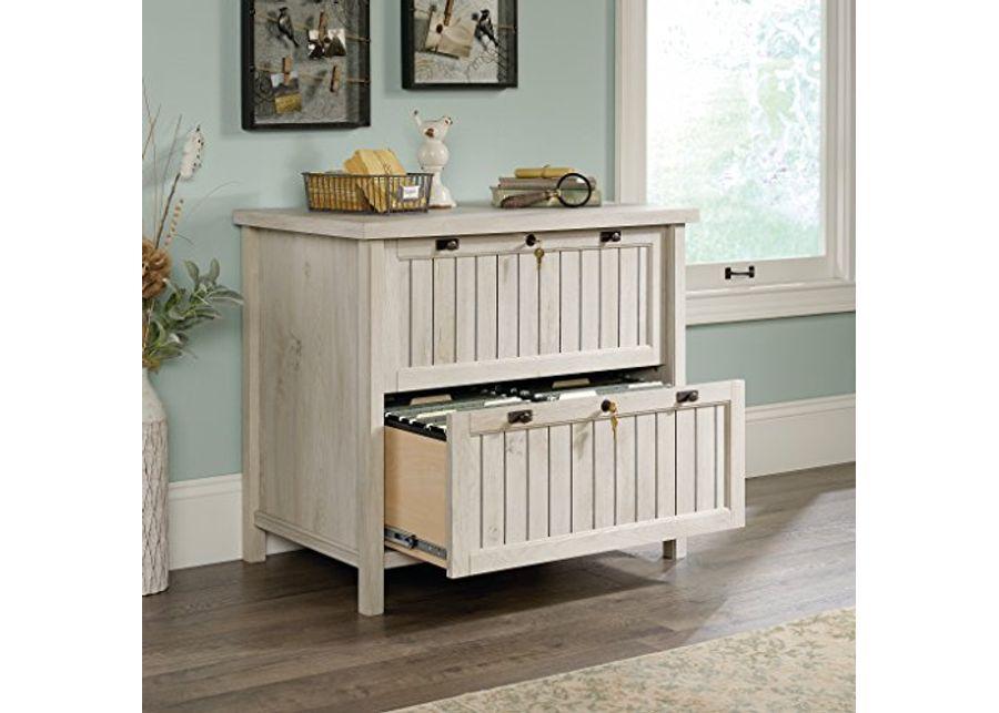 Sauder Edge Water Computer Desk, Chalked Chestnut & Costa Lateral File, Chalked Chestnut Finish