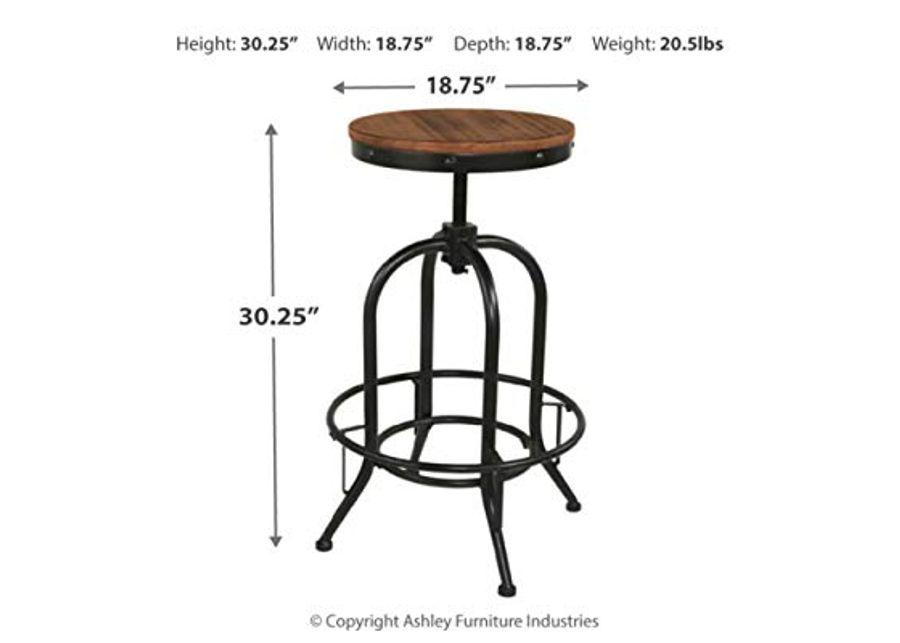 Signature Design by Ashley Furniture Torjin Urban Counter Height Dining Room Table, Two-Tone Brown & Pinnadel Industrial Adjustable Height Swivel Barstool, 2 Count, Brown