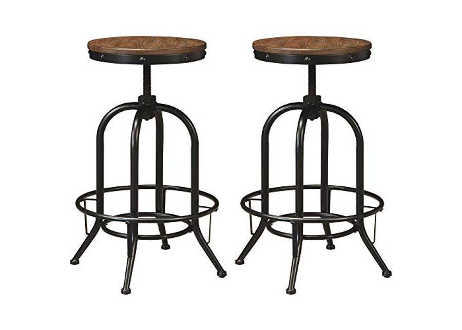 Signature Design by Ashley Furniture Torjin Urban Counter Height Dining Room Table, Two-Tone Brown & Pinnadel Industrial Adjustable Height Swivel Barstool, 2 Count, Brown