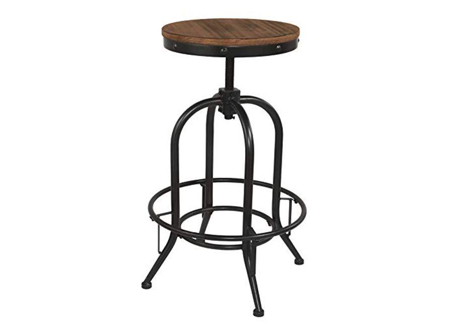 Signature Design by Ashley Furniture Torjin Urban Counter Height Dining Room Table, Two-Tone Brown & Pinnadel Industrial Adjustable Height Swivel Barstool, 2 Count, Brown