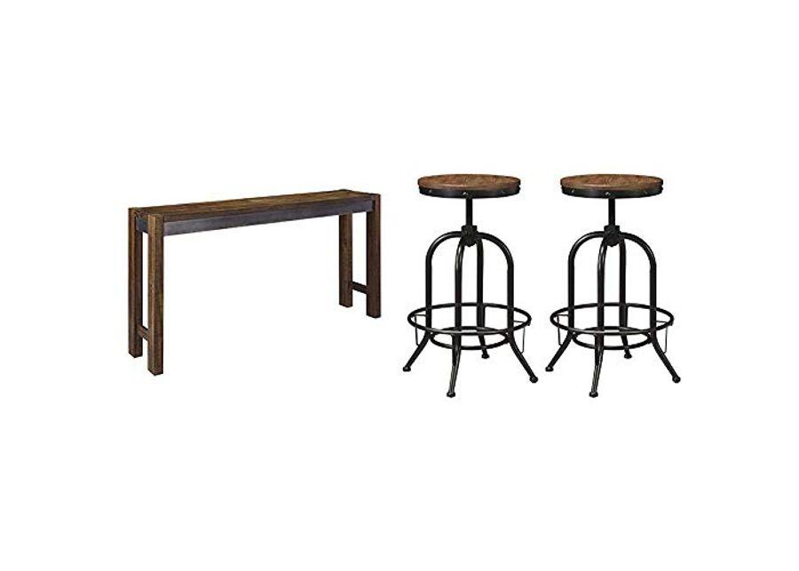 Signature Design by Ashley Furniture Torjin Urban Counter Height Dining Room Table, Two-Tone Brown & Pinnadel Industrial Adjustable Height Swivel Barstool, 2 Count, Brown