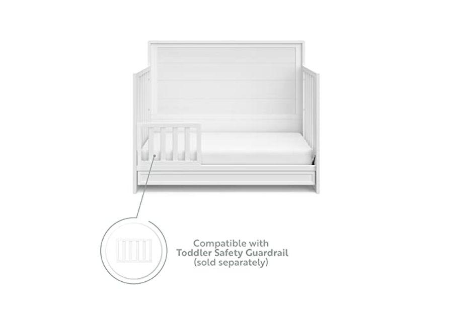 Storkcraft Luna 5-in-1 Convertible Crib with Drawer (White) – GREENGUARD Gold Certified, Crib with Drawer Combo, Full-Size Nursery Storage Drawer, Converts to Toddler Bed, Daybed and Full-Size Bed