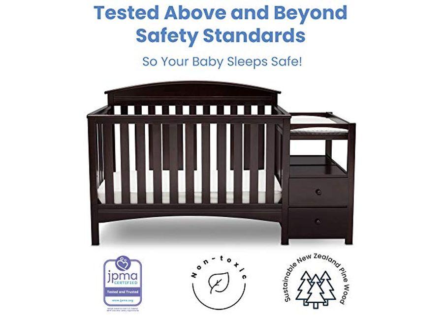 Delta Children Abby Convertible Crib 'N' Changer, Dark Chocolate + Serta Perfect Slumber Dual Sided Recycled Fiber Core Crib and Toddler Mattress (Bundle)