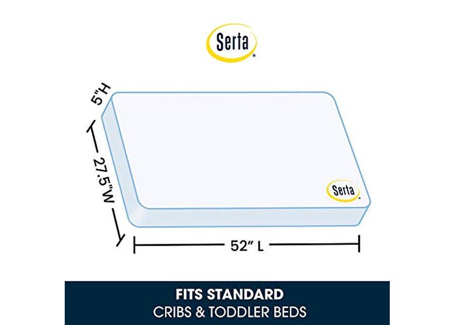 Simmons Kids SlumberTime Emma Convertible Crib N More, Grey + Serta Perfect Slumber Dual Sided Recycled Fiber Core Crib and Toddler Mattress (Bundle)