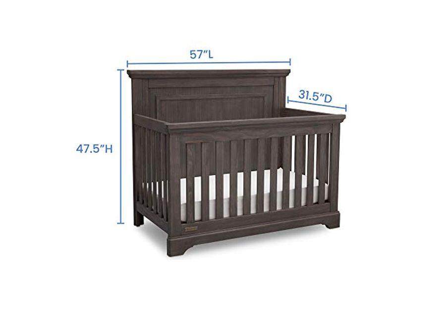 Simmons Kids SlumberTime Paloma 4-in-1 Convertible Crib, Rustic Grey + Serta Perfect Slumber Dual Sided Recycled Fiber Core Crib and Toddler Mattress (Bundle)