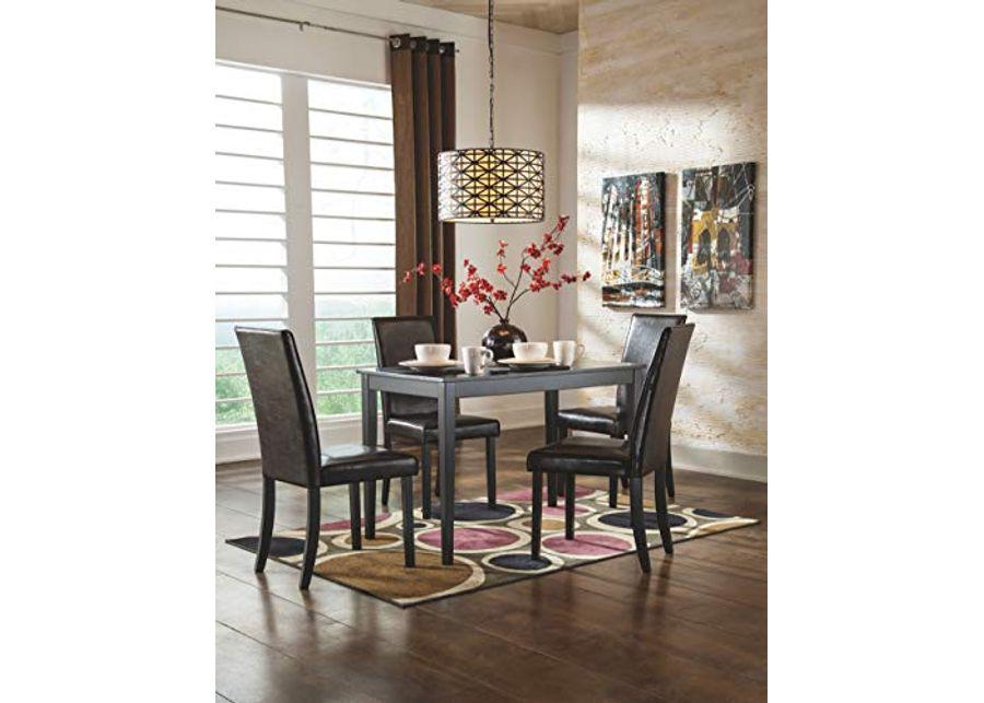 Signature Design by Ashley Kimonte Rectangular Dining Room Table, Black Kimonte Modern 19" Faux Leather Upholstered Armless Dining Chair, 2 Count, Dark Brown