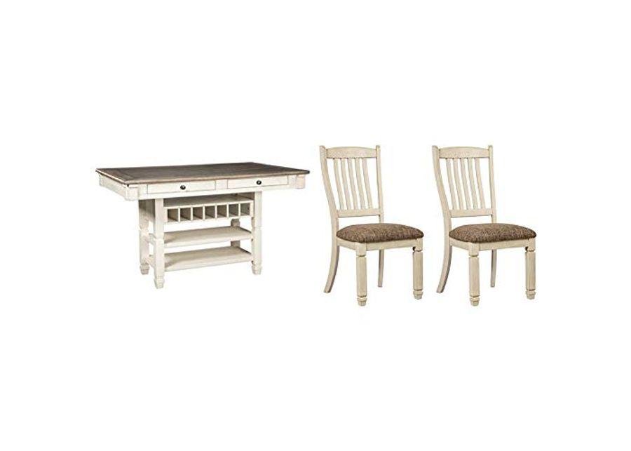 Signature Design by Ashley Bolanburg Farmhouse Dining Set with Counter Height Table, Chairs and Storage (Set of 2)