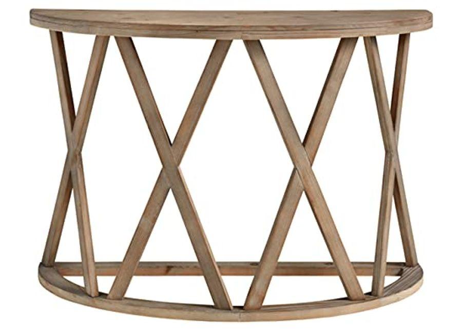 Signature Design by Ashley Glasslore Pine Wood Half Moon Sofa Table, Light Brown