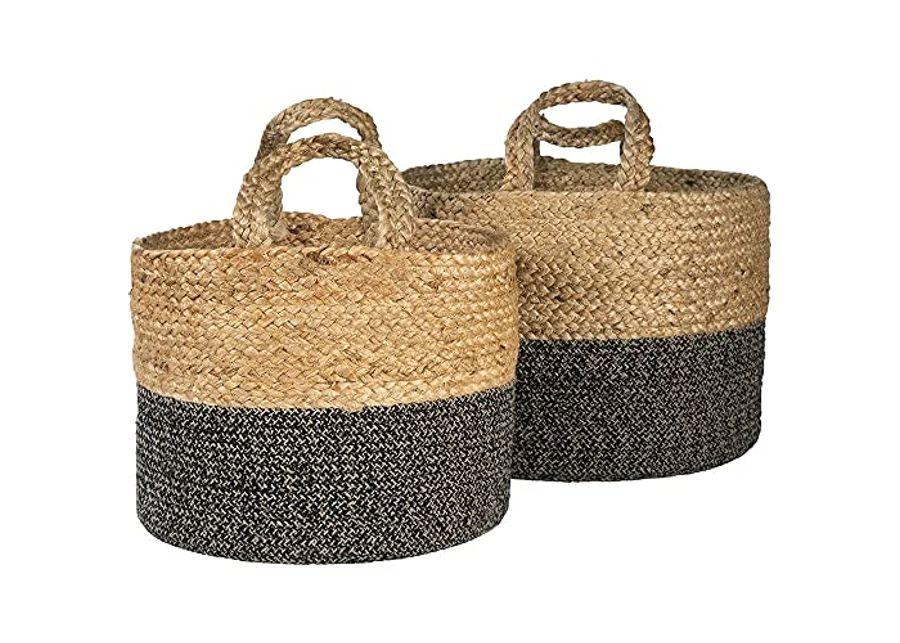 Signature Design by Ashley Parrish Farmhouse Braided Basket, 2 Count, Natural Brown & Beige