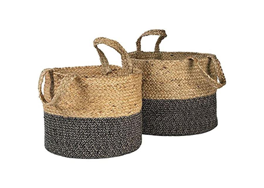 Signature Design by Ashley Parrish Farmhouse Braided Basket, 2 Count, Natural Brown & Beige