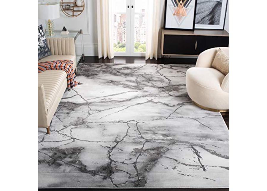 SAFAVIEH Craft Collection 8' Square Grey/Silver CFT877G Modern Abstract Non-Shedding Living Room Dining Bedroom Area Rug