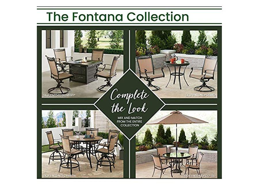 Hanover Fontana 9-Piece Outdoor Dining Set with 8 Sling Dining Chairs and 95-in. x 60-in. Oval Cast-Top Dining Table