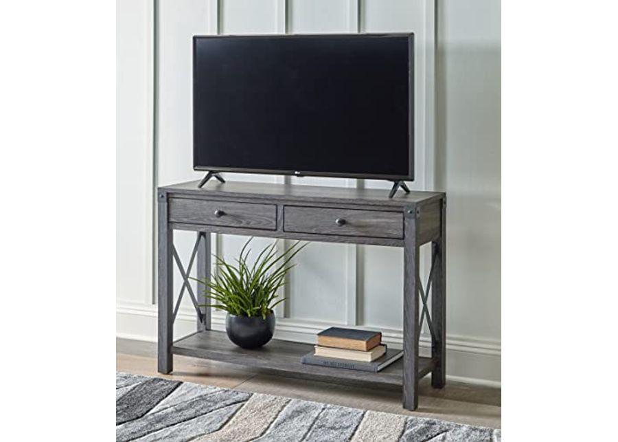 Signature Design by Ashley Freedan Rustic Farmhouse Console Sofa Table, Gray