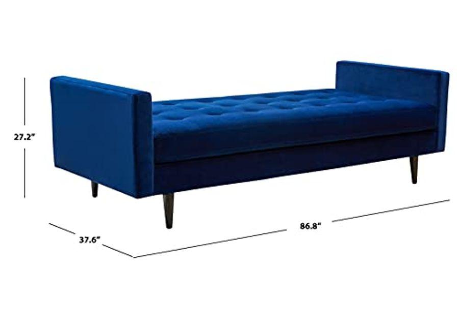 Safavieh Couture Home Collection Francine Navy Blue Velvet Upholstered Tufted Bedroom Living Room Daybed Bench SFV4759A