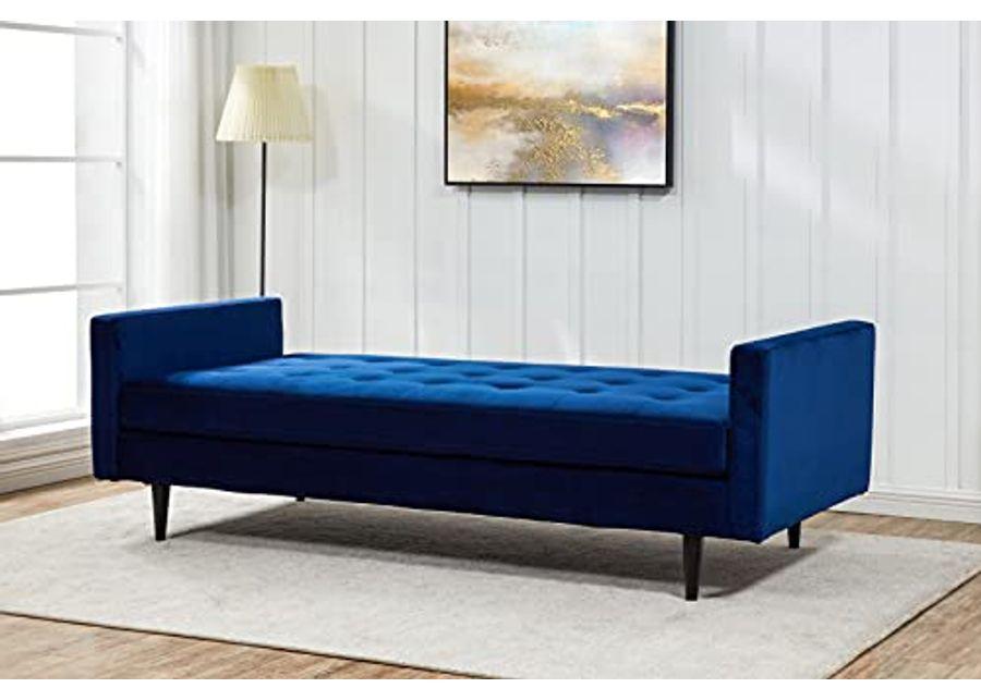 Safavieh Couture Home Collection Francine Navy Blue Velvet Upholstered Tufted Bedroom Living Room Daybed Bench SFV4759A