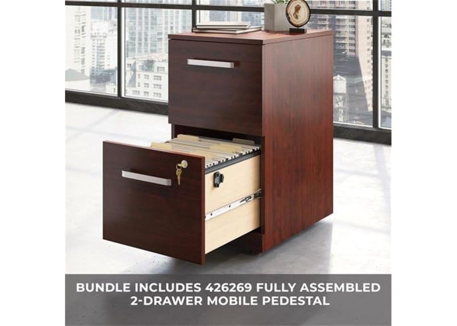 OfficeWorks by Sauder Affirm 72" x 24" 2-File Single Ped Desk, L: 71.10" x W: 23.47" x H: 29.29", Classic Cherry finish