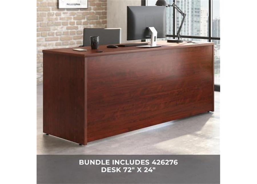 OfficeWorks by Sauder Affirm 72" x 24" 2-File Single Ped Desk, L: 71.10" x W: 23.47" x H: 29.29", Classic Cherry finish