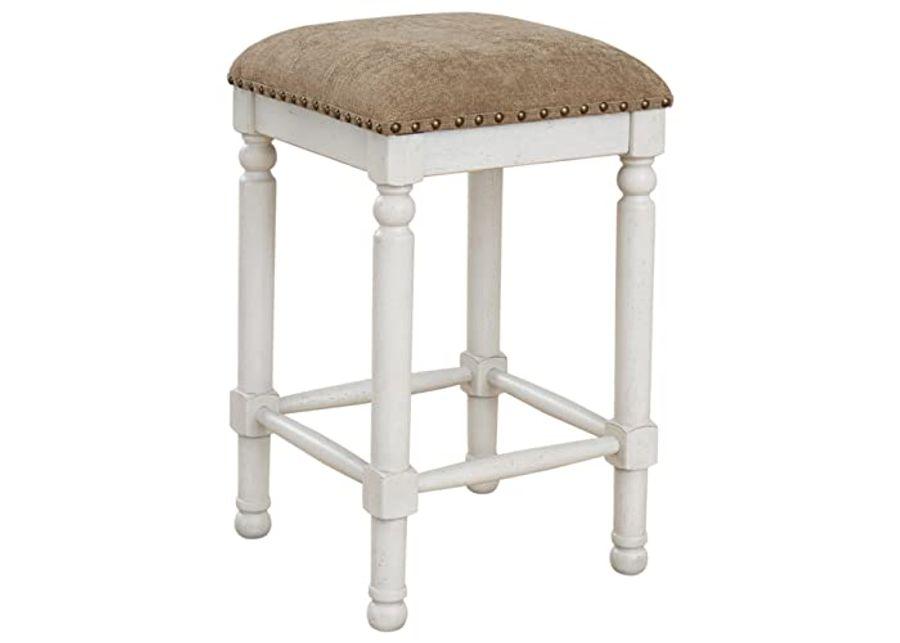 Signature Design by Ashley Robbinsdale Farmhouse Rectangular Counter Height Dining Room Table and Bar Stools, Set of 5, Whitewash