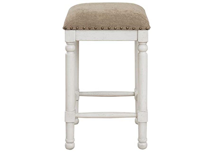 Signature Design by Ashley Robbinsdale Farmhouse Rectangular Counter Height Dining Room Table and Bar Stools, Set of 5, Whitewash