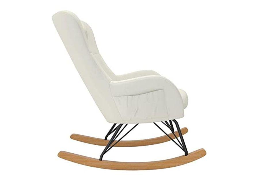 Baby Relax Cranbrook Rocker Accent Chair with Storage Pockets, White