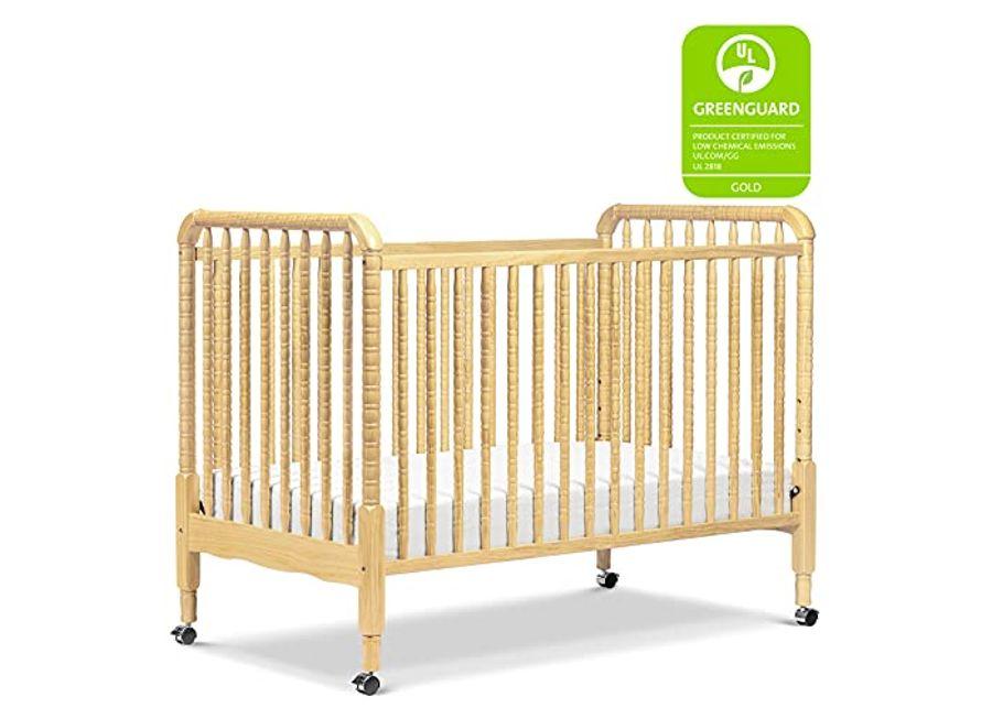 DaVinci Jenny Lind 3-in-1 Convertible Crib in Natural, Removable Wheels, Greenguard Gold Certified