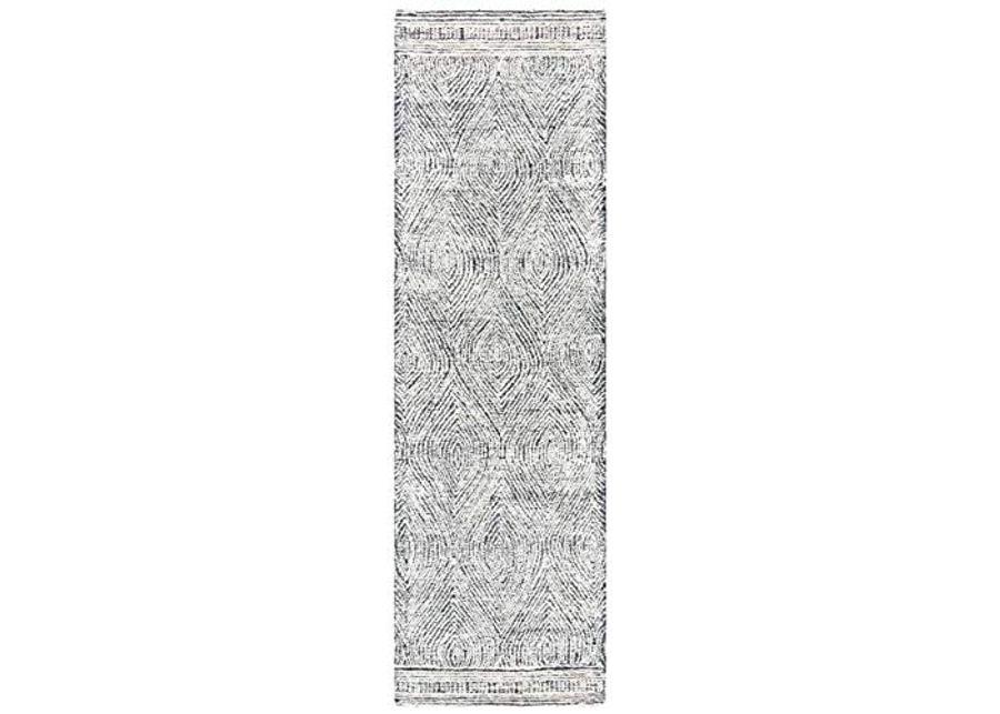 SAFAVIEH Abstract Collection 2'3" x 14' Ivory/Charcoal ABT340H Handmade Premium Wool Entryway Foyer Living Room Kitchen Runner Rug