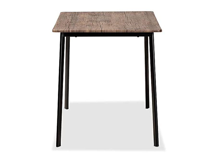 Baxton Studio Calder Dining Table, One Size, Walnut Brown/Black