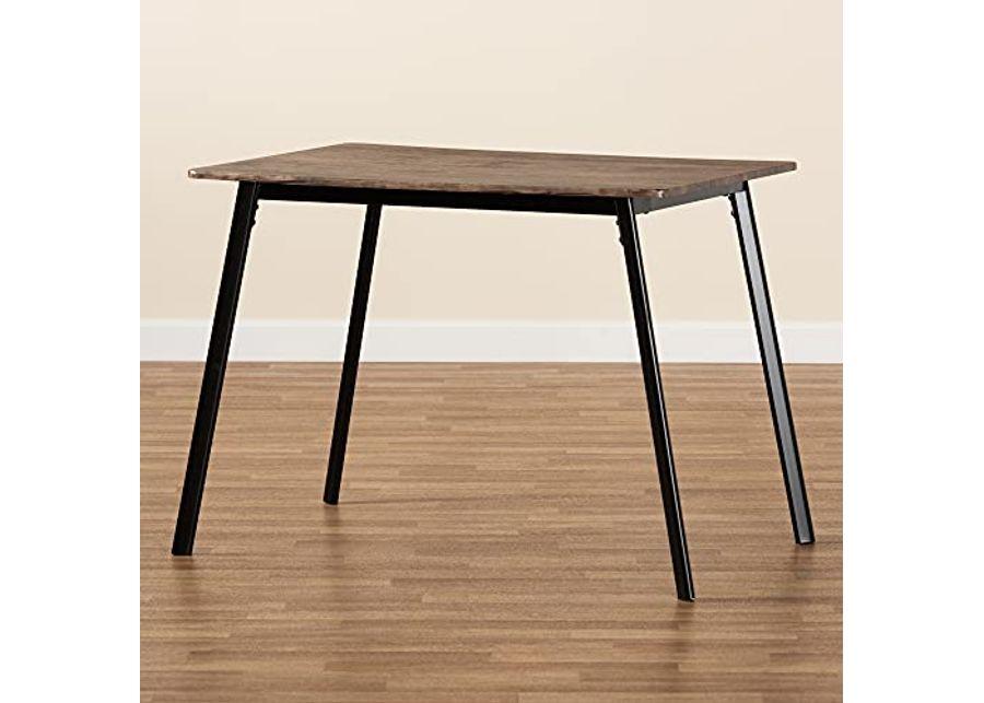 Baxton Studio Calder Dining Table, One Size, Walnut Brown/Black