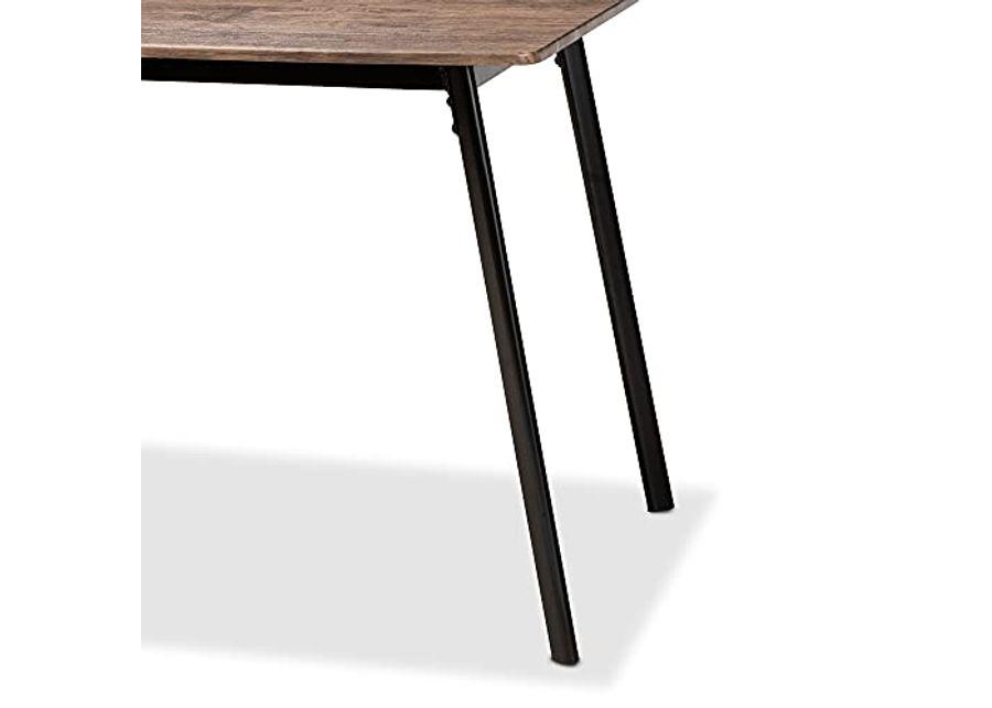 Baxton Studio Calder Dining Table, One Size, Walnut Brown/Black