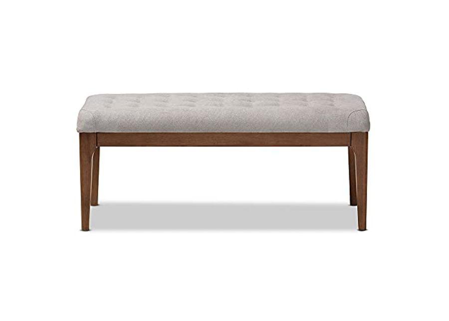 Baxton Studio Walsh Dining Bench, One Size, Grey/Walnut Brown