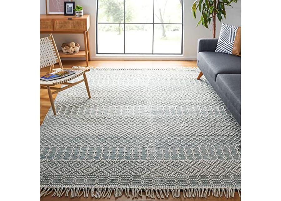 SAFAVIEH Natura Collection 6' Square Green NAT852Y Handmade Wool Living Room Dining Bedroom Area Rug