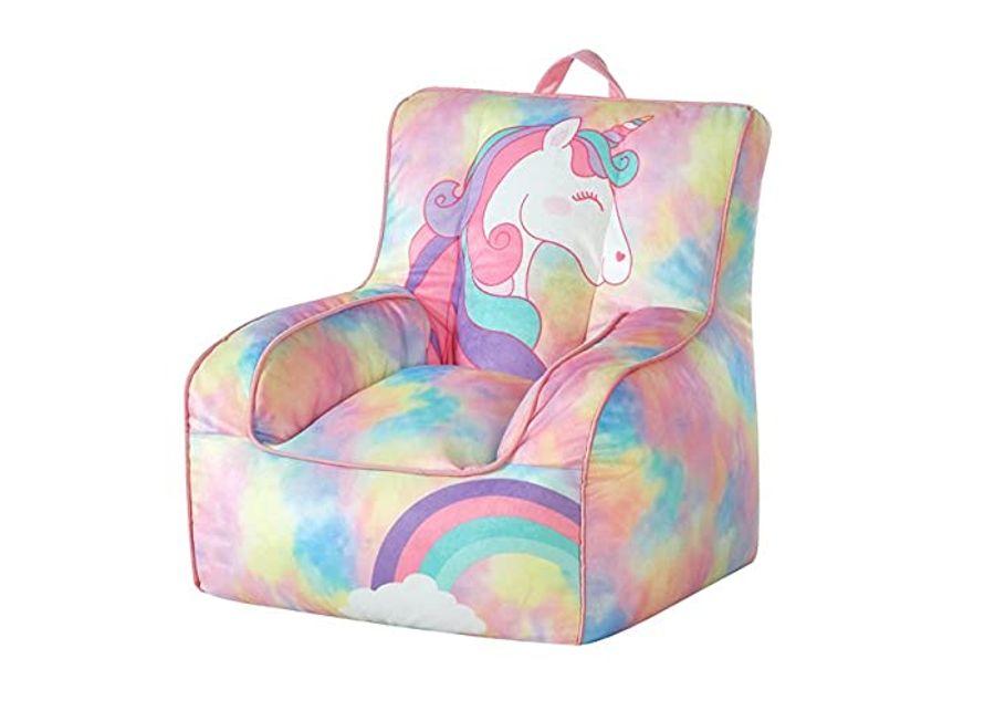 Heritage Kids Unicorn Toddler Bean Bag Chair with Carry Handle,Multi Color