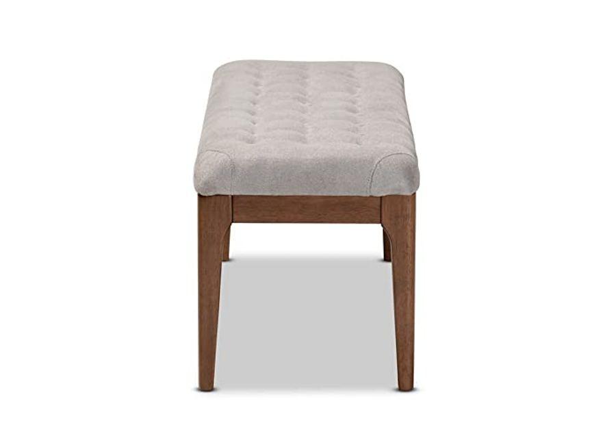 Baxton Studio Walsh Mid-Century Modern Grey Fabric Upholstered and Walnut Brown Finished Wood Dining Bench