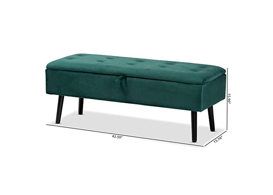 Baxton Studio Caine Benches & Banquettes, One Size, Green/Dark Brown