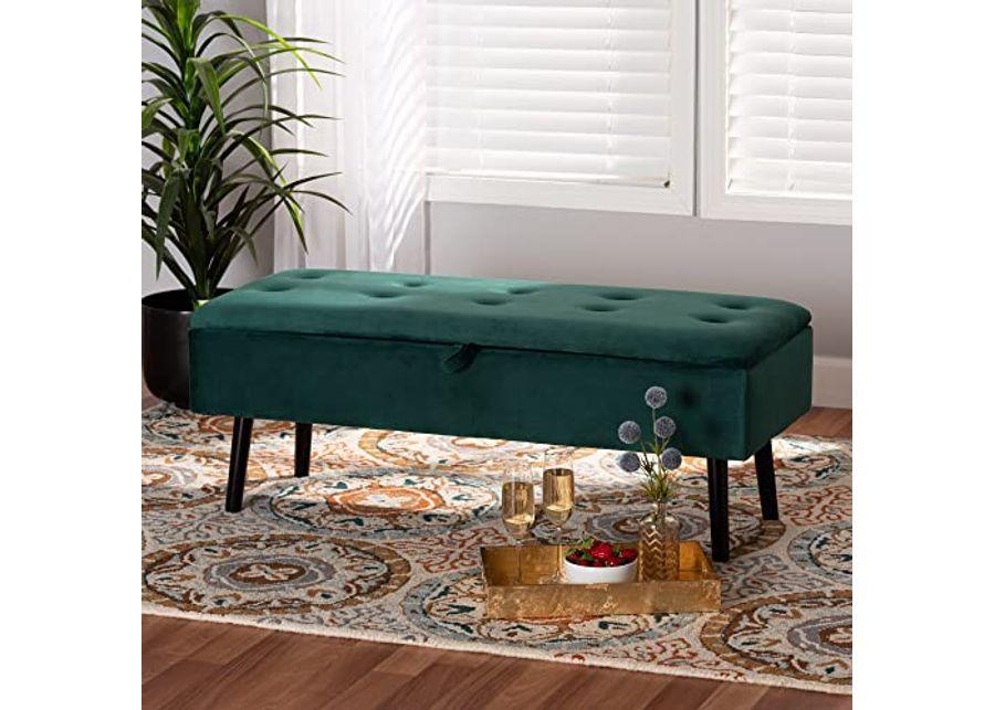 Baxton Studio Caine Benches & Banquettes, One Size, Green/Dark Brown